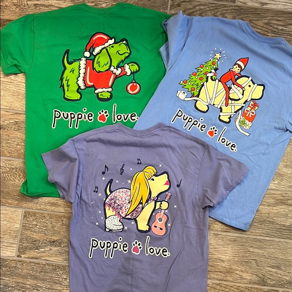 Puppie Love t-shirts bundle of 3 Grinch, Elf on the Shelf, Taylor Swift medium